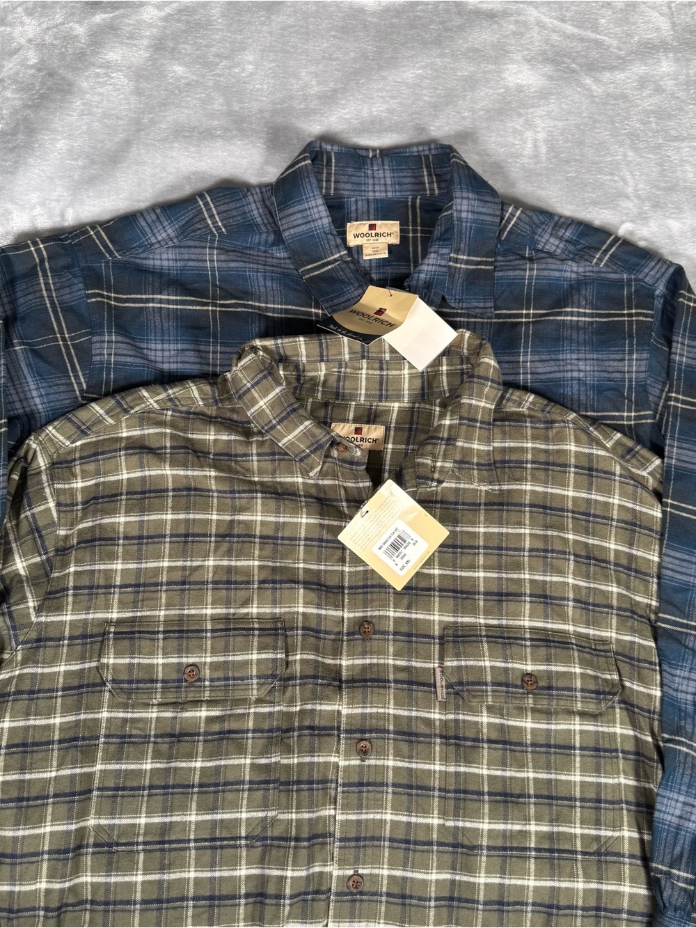 Lot Of 2 Woolrich Flannel Shirts Mens 2XL Oversized Tall Fit Cotton Outdoors NEW